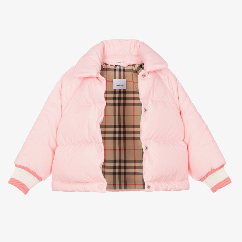 Burberry-Girls Blush Quilted Down Coat | Childrensalon Outlet