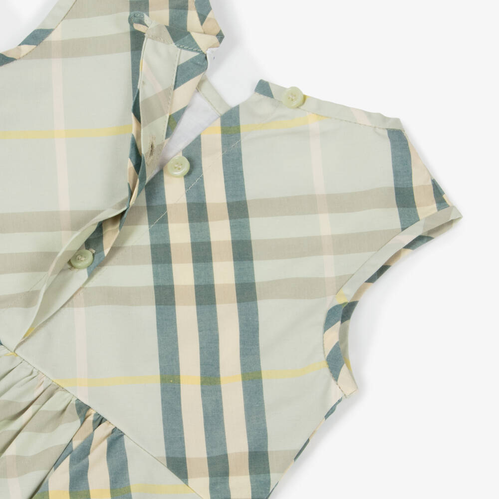 Burberry-Girls Breezy Green Check Sundress | Childrensalon Outlet