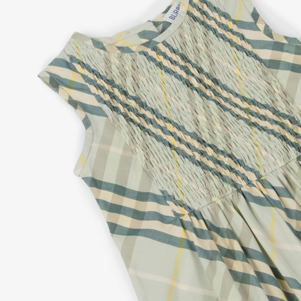 Burberry-Girls Breezy Green Check Sundress | Childrensalon Outlet