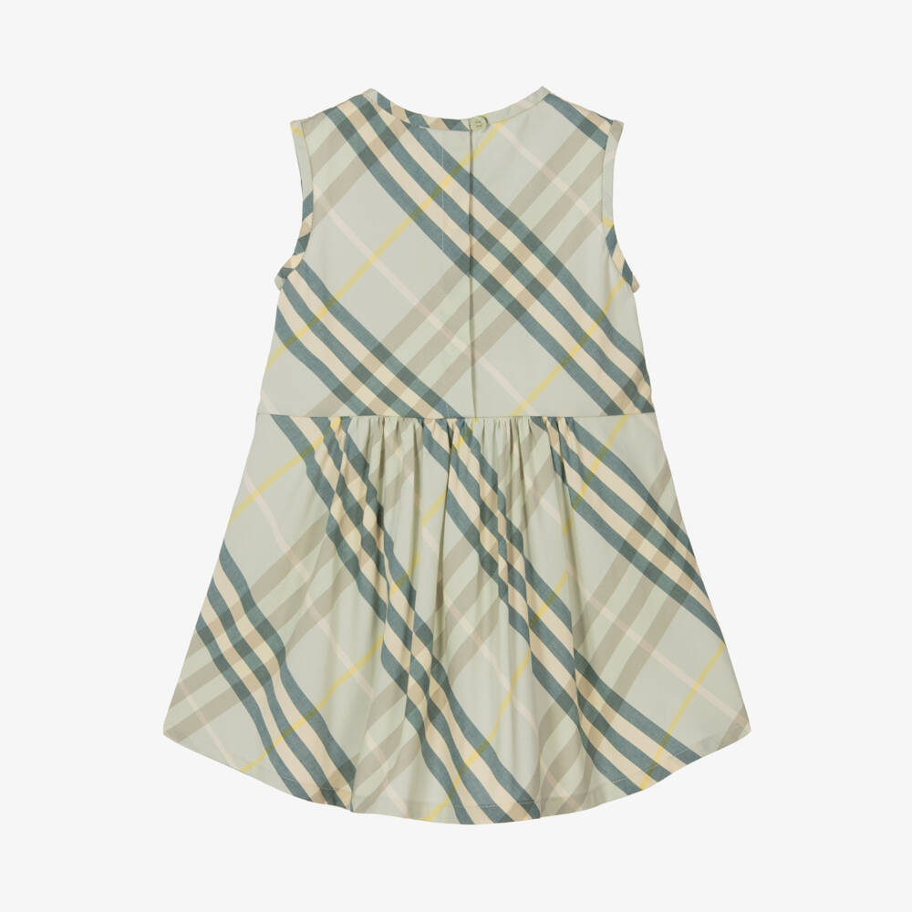 Burberry-Girls Breezy Green Check Sundress | Childrensalon Outlet