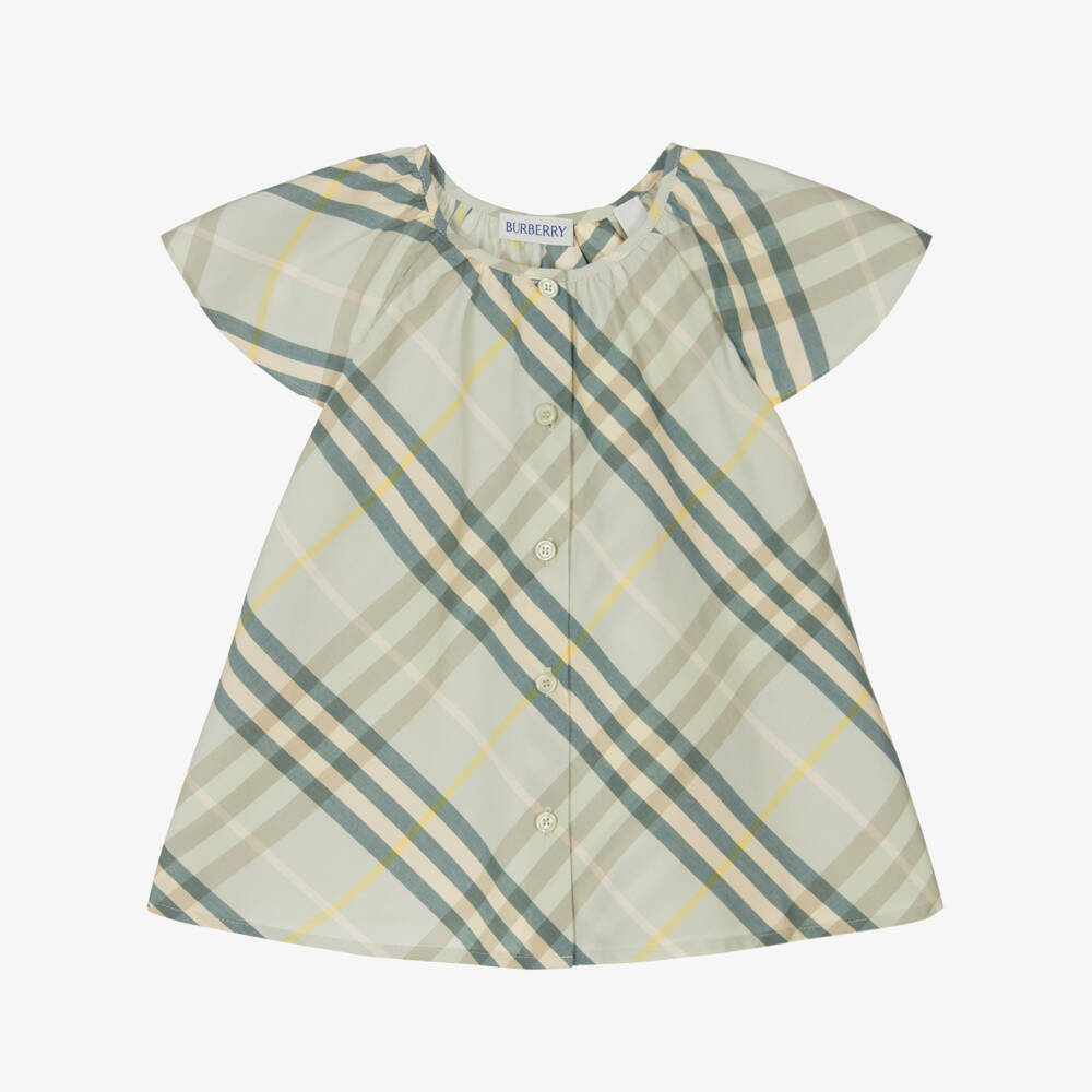 Burberry-Легкий зеленый хлопковый топ для девочек | Childrensalon Outlet