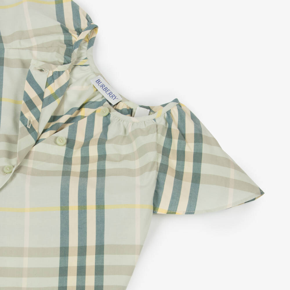 Burberry-بلوزة قطنية خضراء منعشة للبنات | Childrensalon Outlet