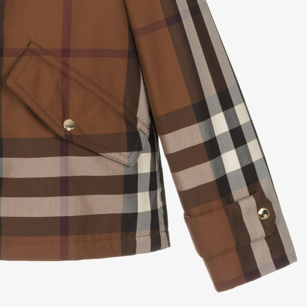 Burberry-Girls Brown Plaid Elegance Jacket | Childrensalon Outlet