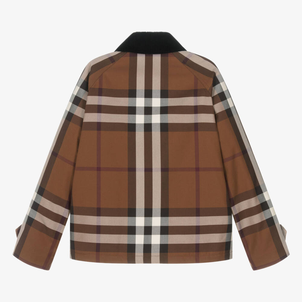 Burberry-Girls Brown Plaid Elegance Jacket | Childrensalon Outlet