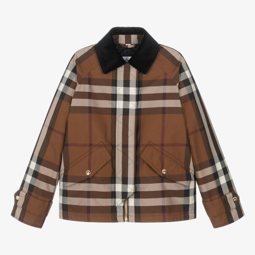 Burberry-Элегантный коричневый клетчатый жакет для девочек | Childrensalon Outlet