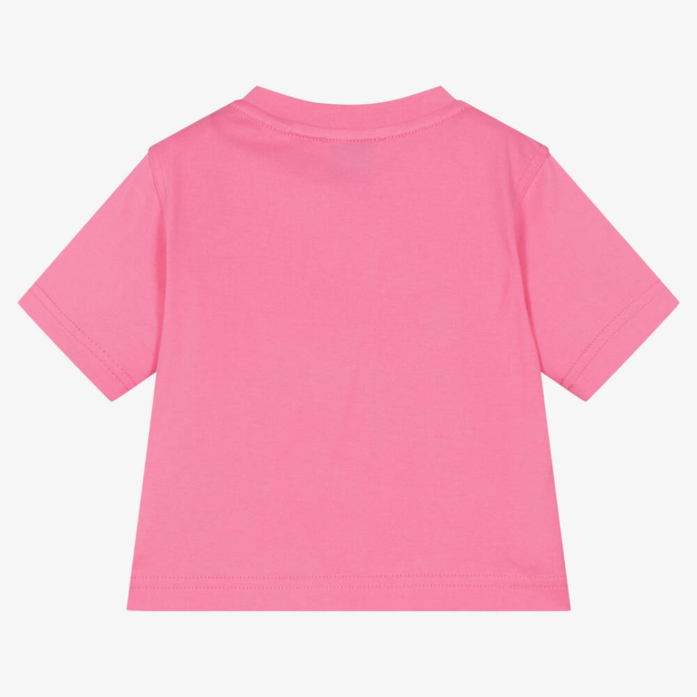 Burberry-Girls Bubblegum Horseferry Cotton Tee | Childrensalon Outlet