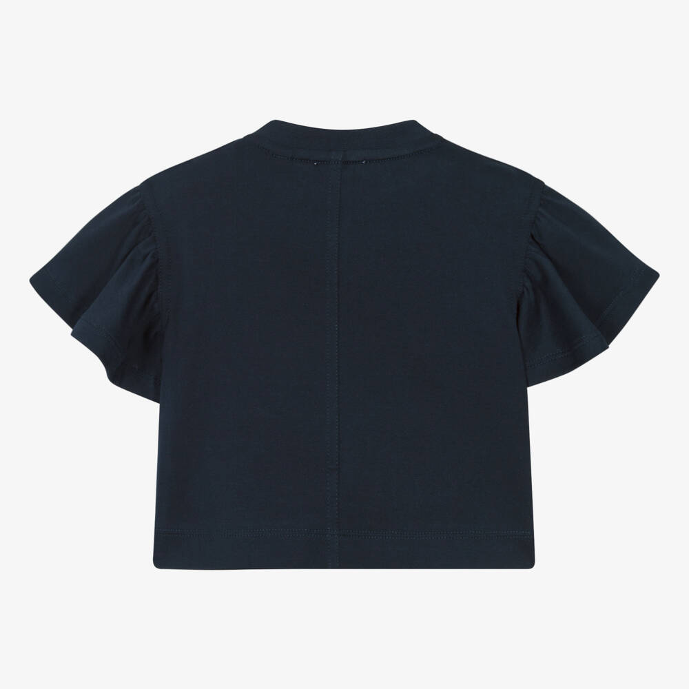 Burberry-Girls Charcoal Blue Crest Tee | Childrensalon Outlet