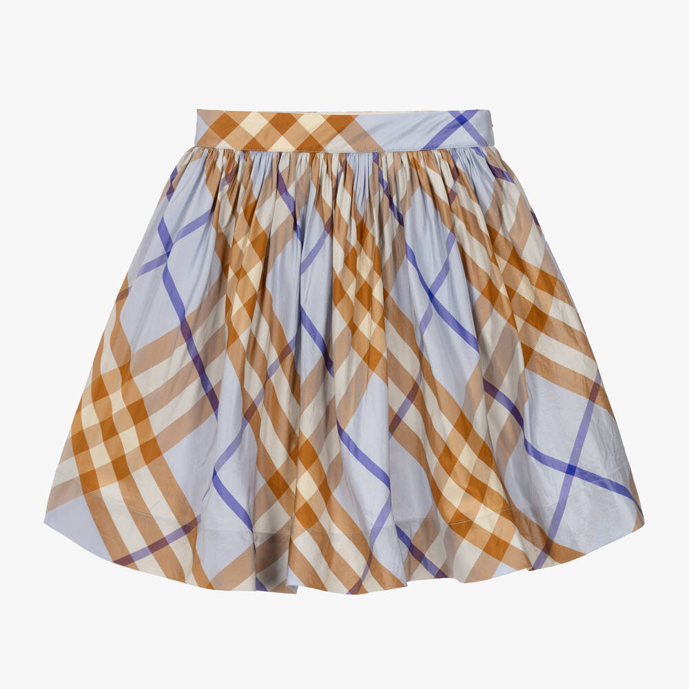 Burberry-Girls Checked Silk Taffeta Skirt | Childrensalon Outlet