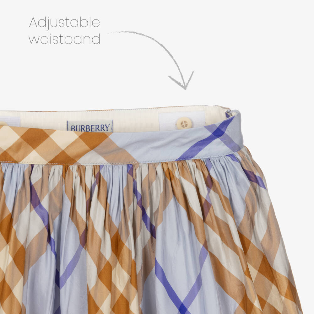 Burberry-Girls Checked Silk Taffeta Skirt | Childrensalon Outlet