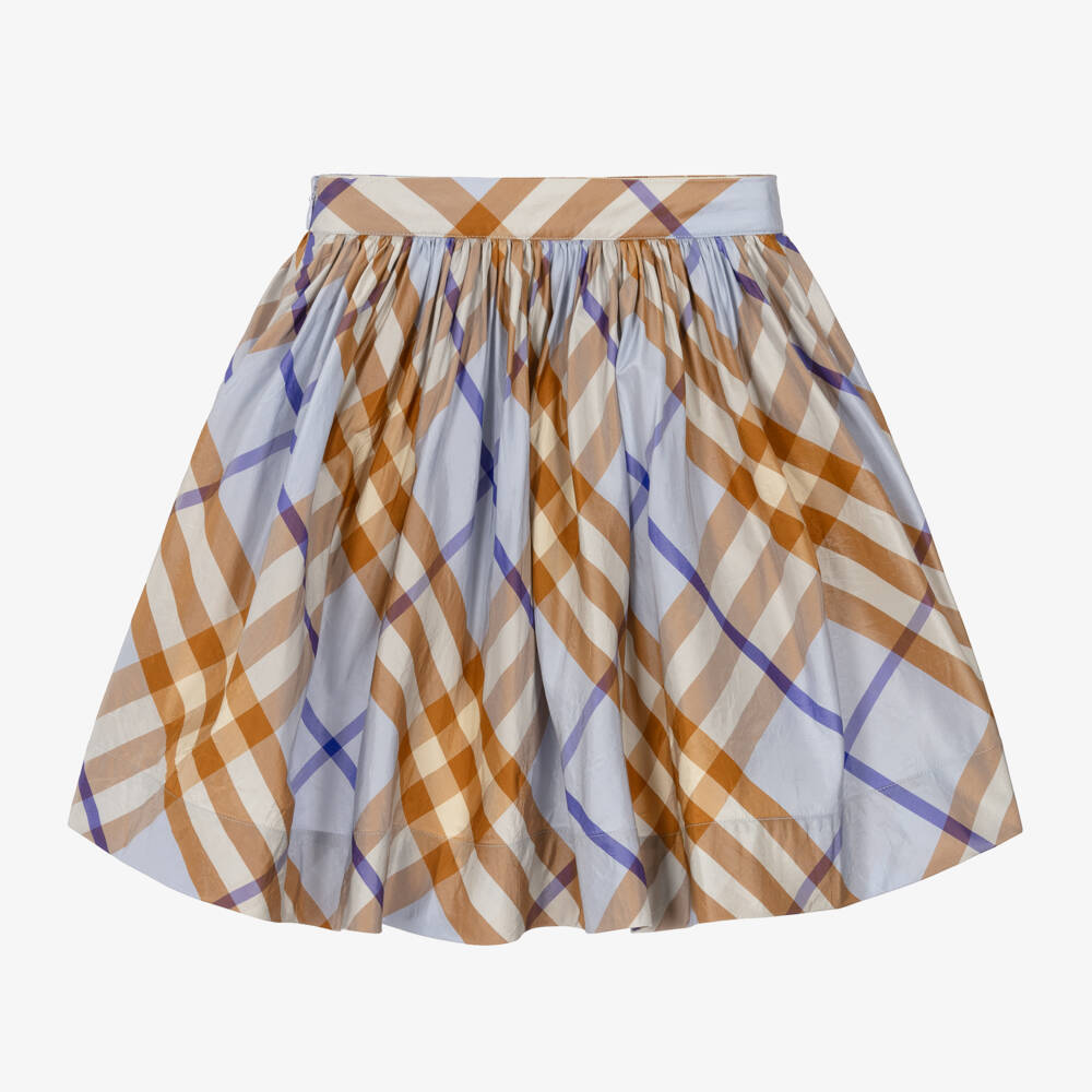 Burberry-Girls Checked Silk Taffeta Skirt | Childrensalon Outlet