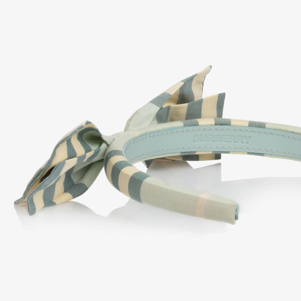 Burberry-Girls Checkered Emerald Bow Headband | Childrensalon Outlet