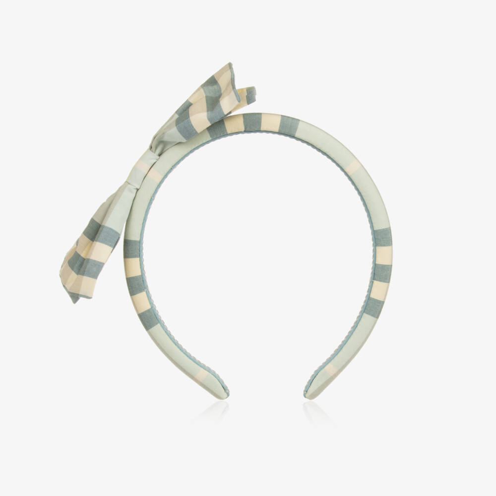Burberry-Girls Checkered Emerald Bow Headband | Childrensalon Outlet