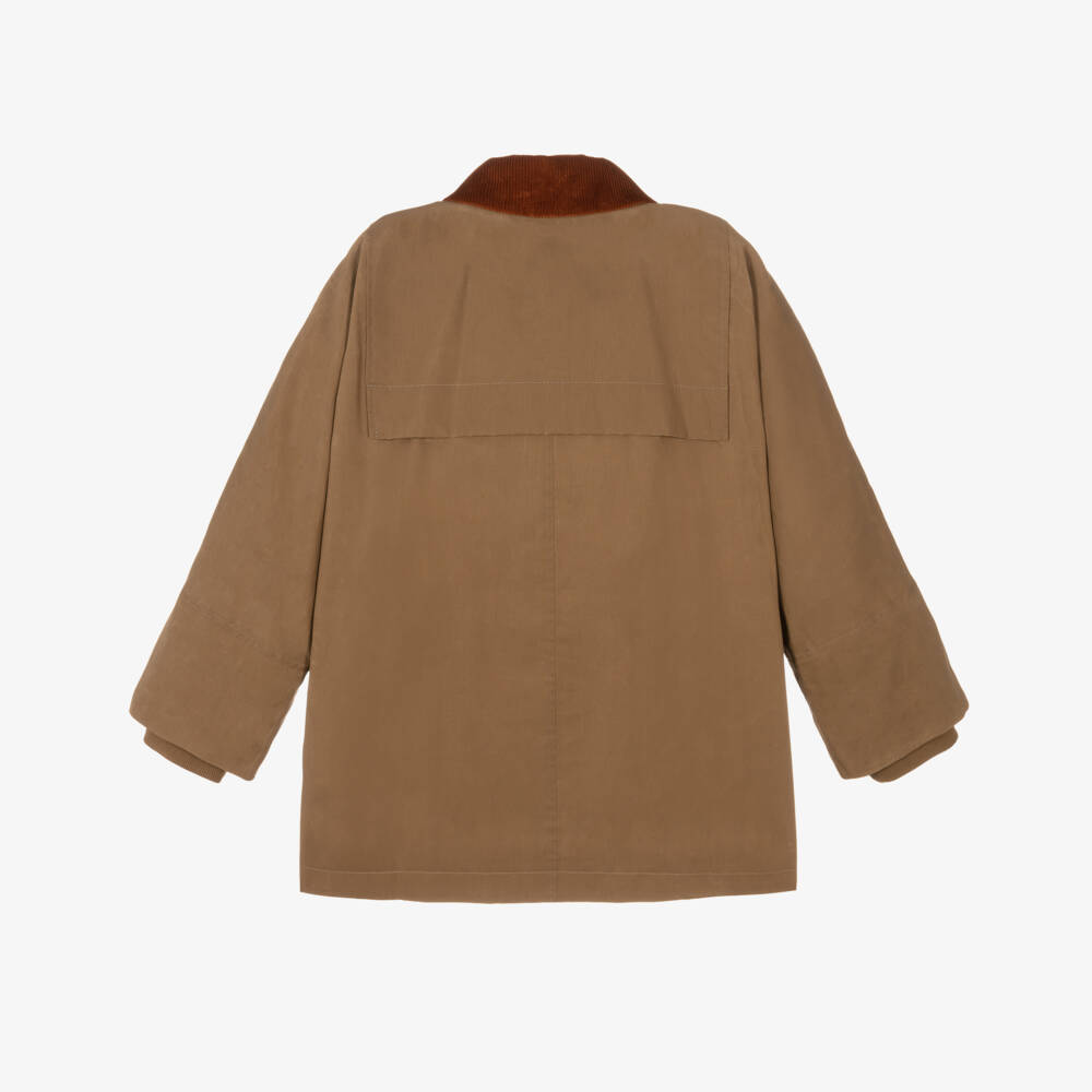 Burberry - Girls Chestnut Waxed Swing Jacket | Childrensalon
