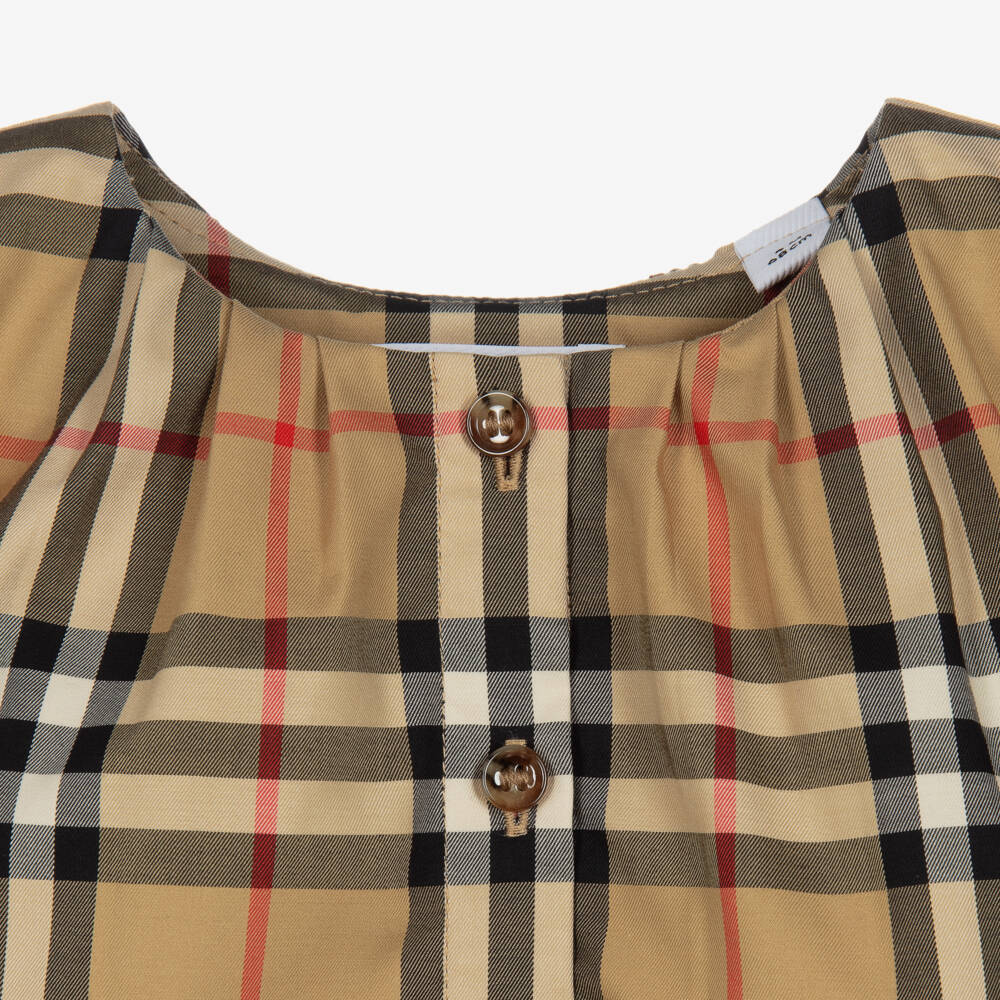 Burberry-Girls' Classic Beige Check Top | Childrensalon Outlet