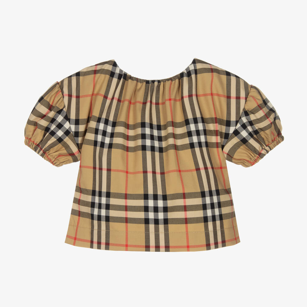 Burberry-Girls' Classic Beige Check Top | Childrensalon Outlet