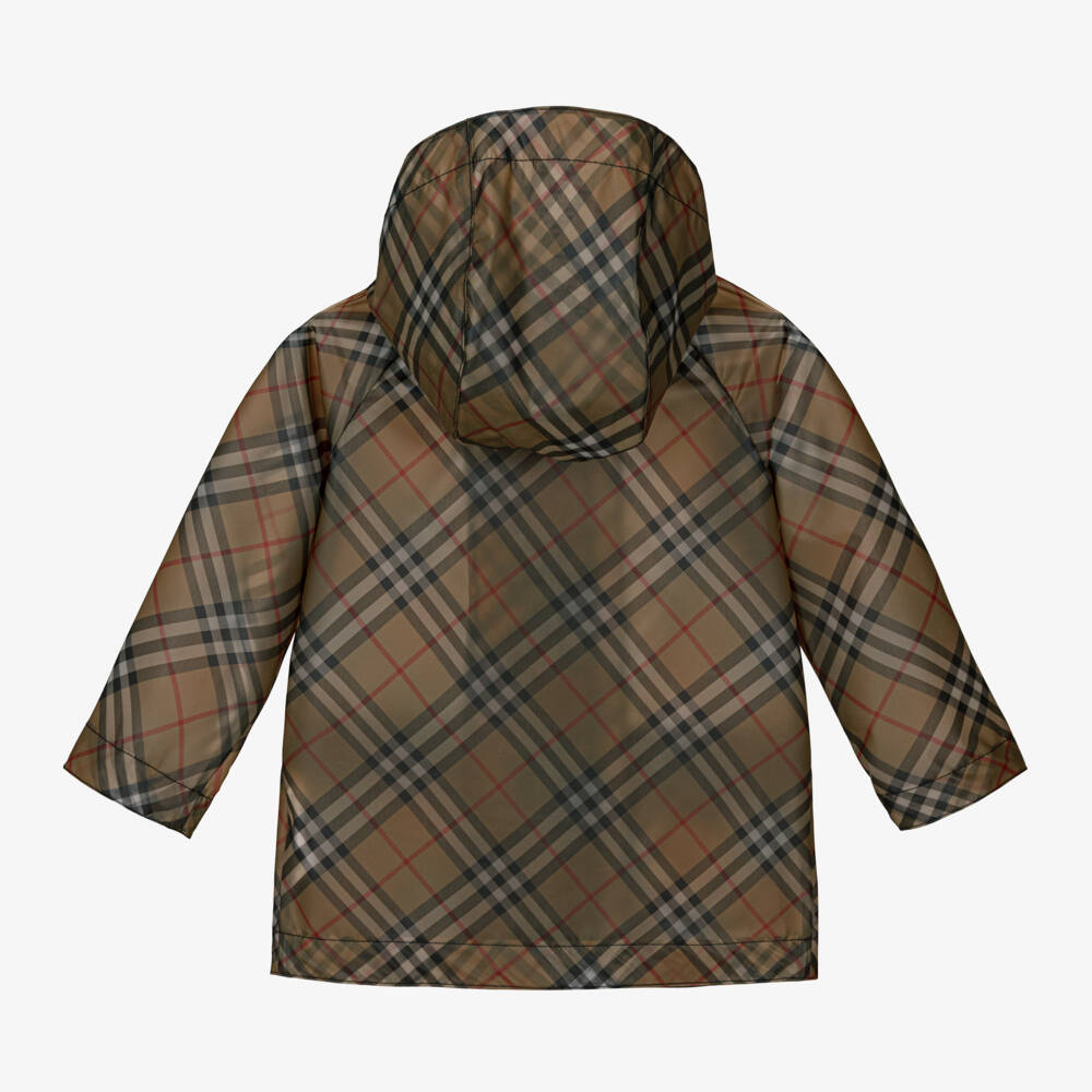 Burberry-Girls Classic Beige Plaid Raincoat | Childrensalon Outlet