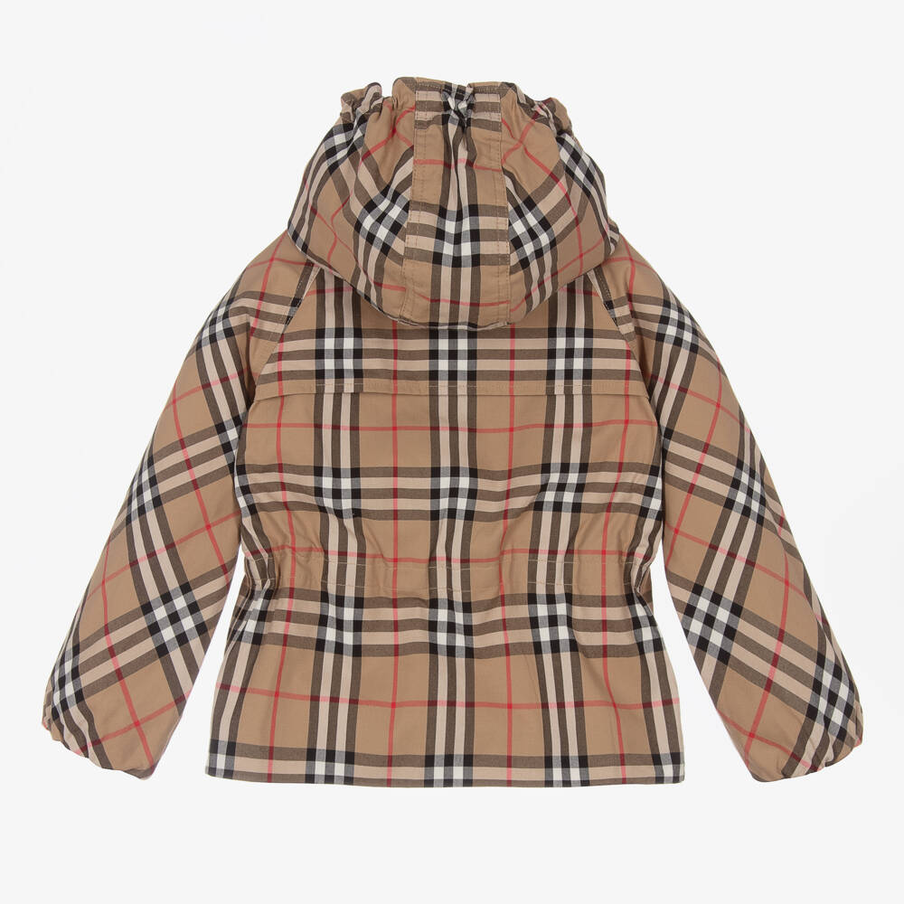 Burberry-Girls Classic Beige Plaid Windcheater | Childrensalon Outlet