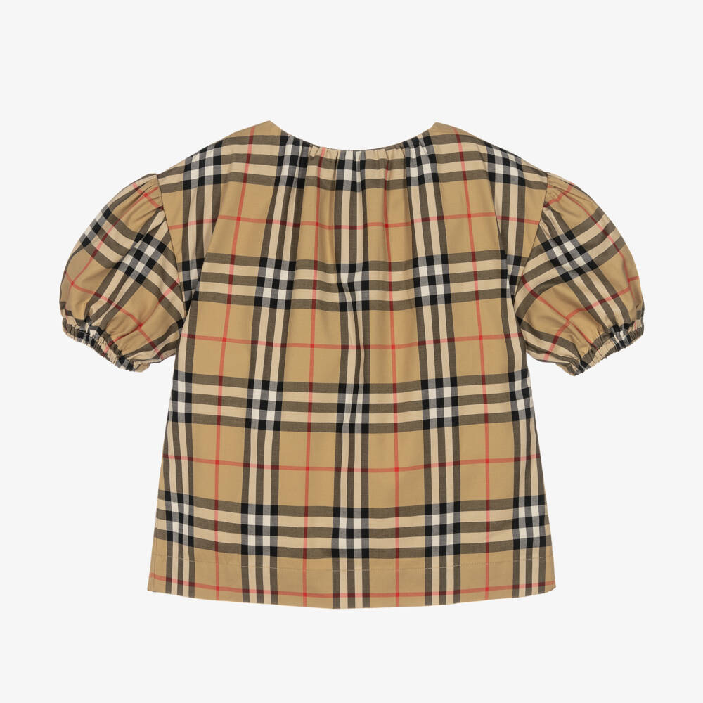 Burberry-Классическая клетчатая хлопковая блузка для девочек | Childrensalon Outlet