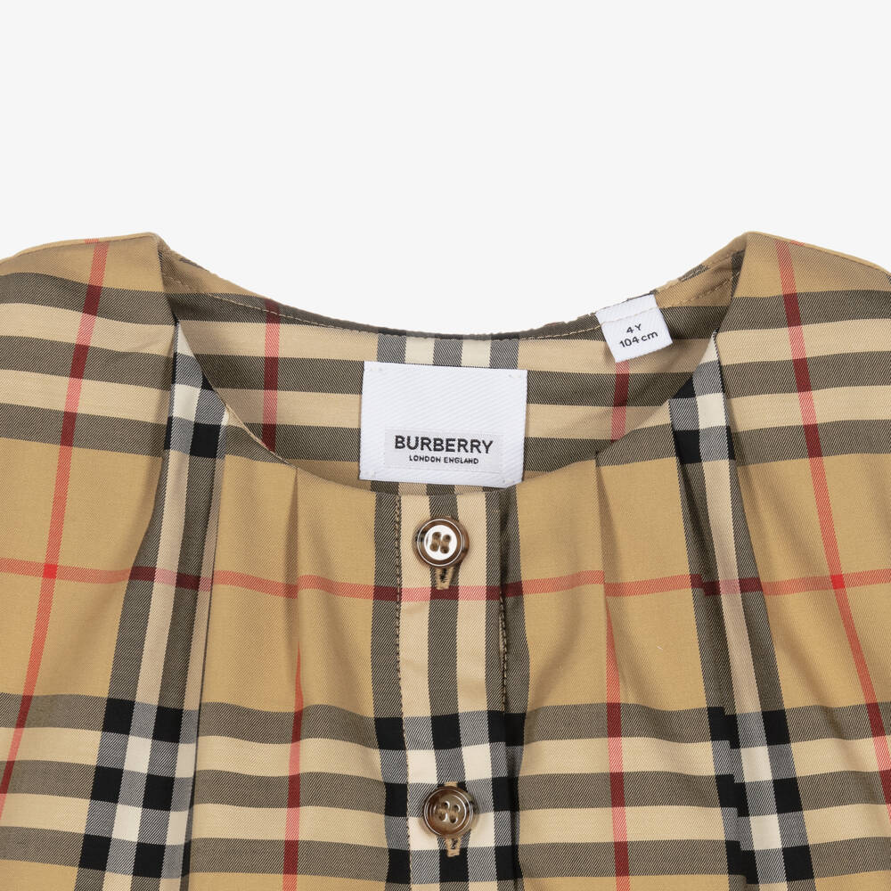 Burberry-Классическая клетчатая хлопковая блузка для девочек | Childrensalon Outlet