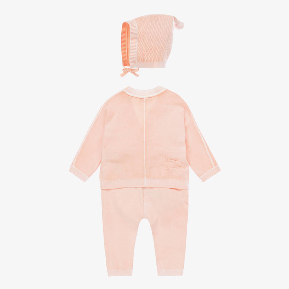 Burberry-Girls Coral Cotton Knit Set | Childrensalon Outlet