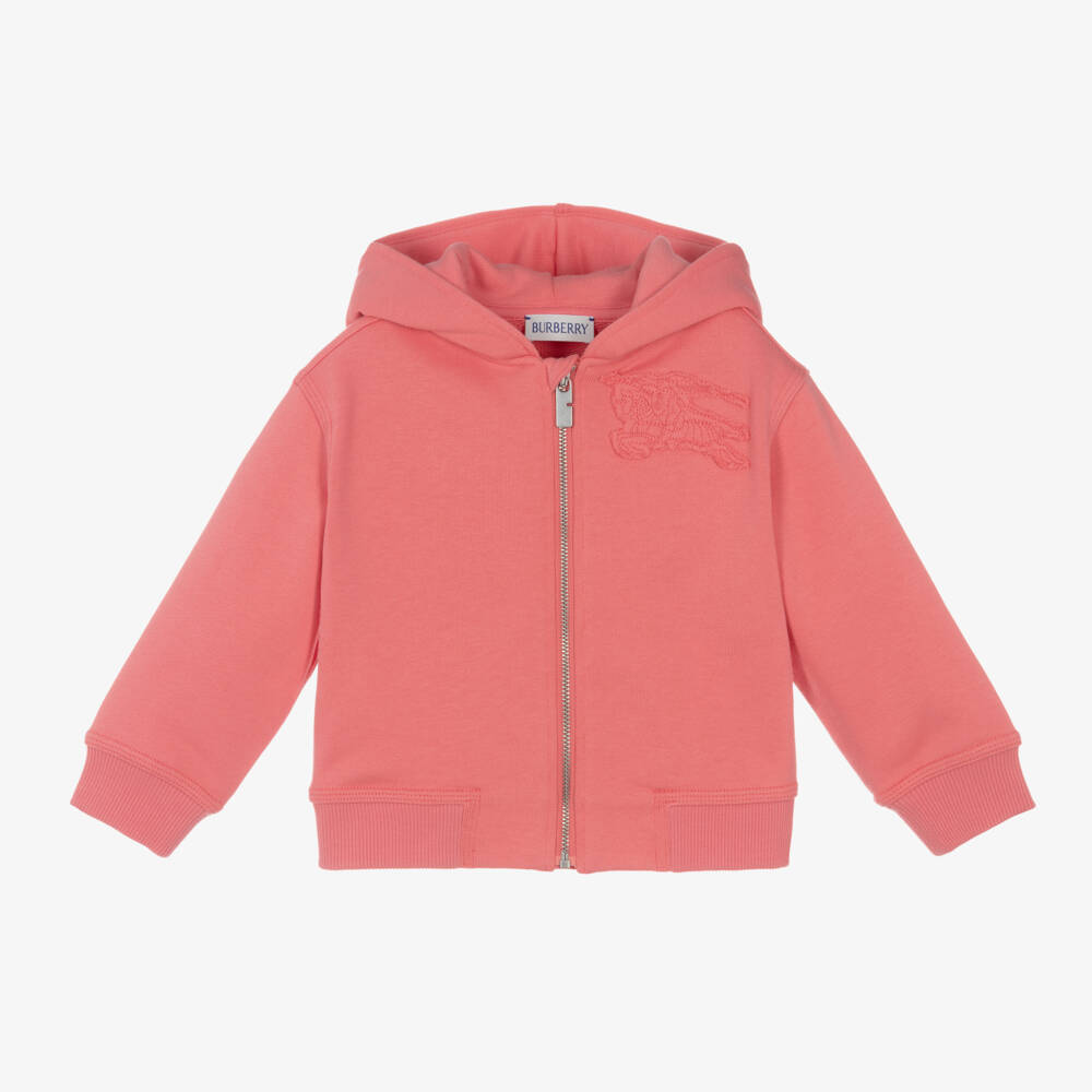 Burberry-Girls Coral Cotton Zip Hoodie | Childrensalon Outlet