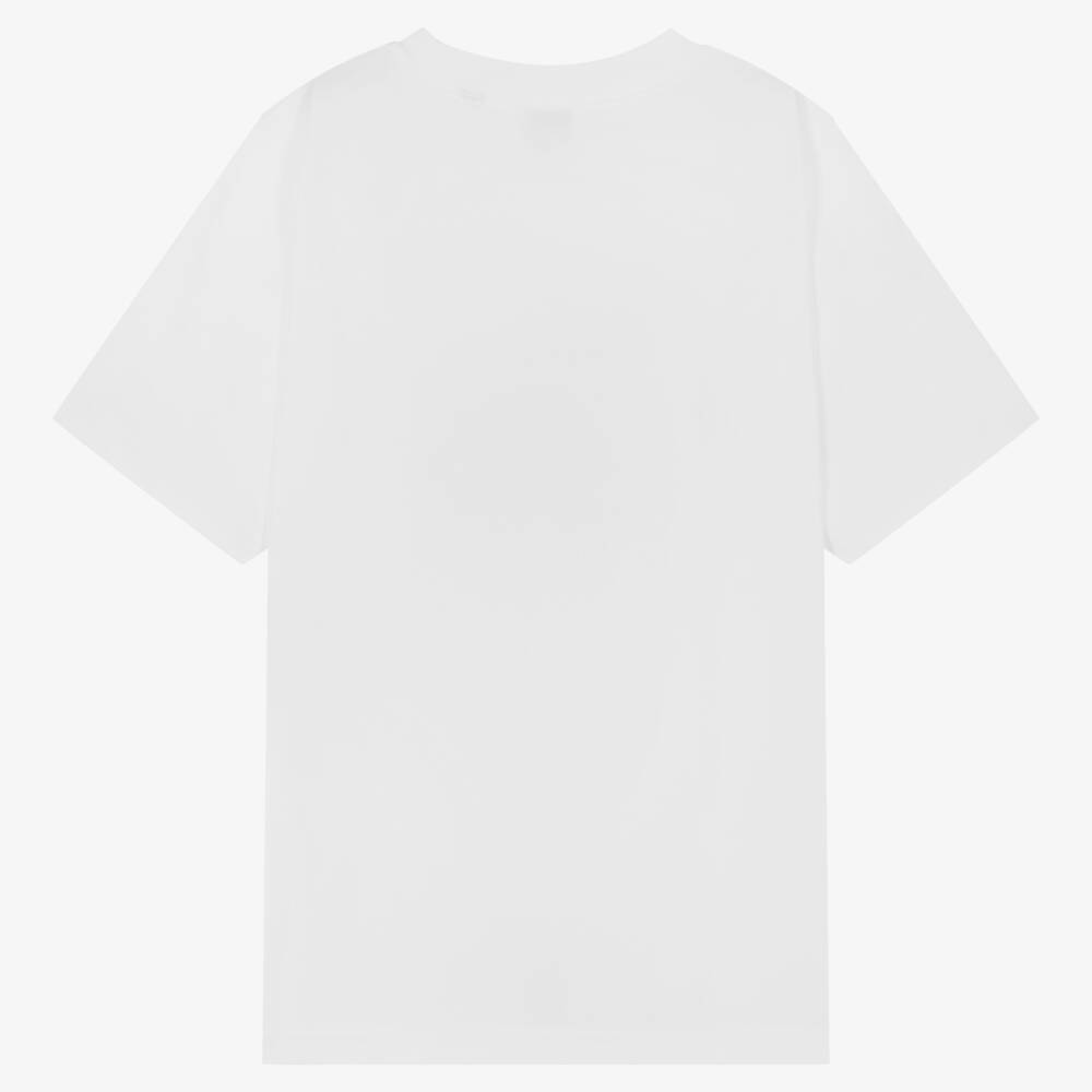 Burberry-تيشيرت أبيض بشعار للبنات بلون المرجان | Childrensalon Outlet