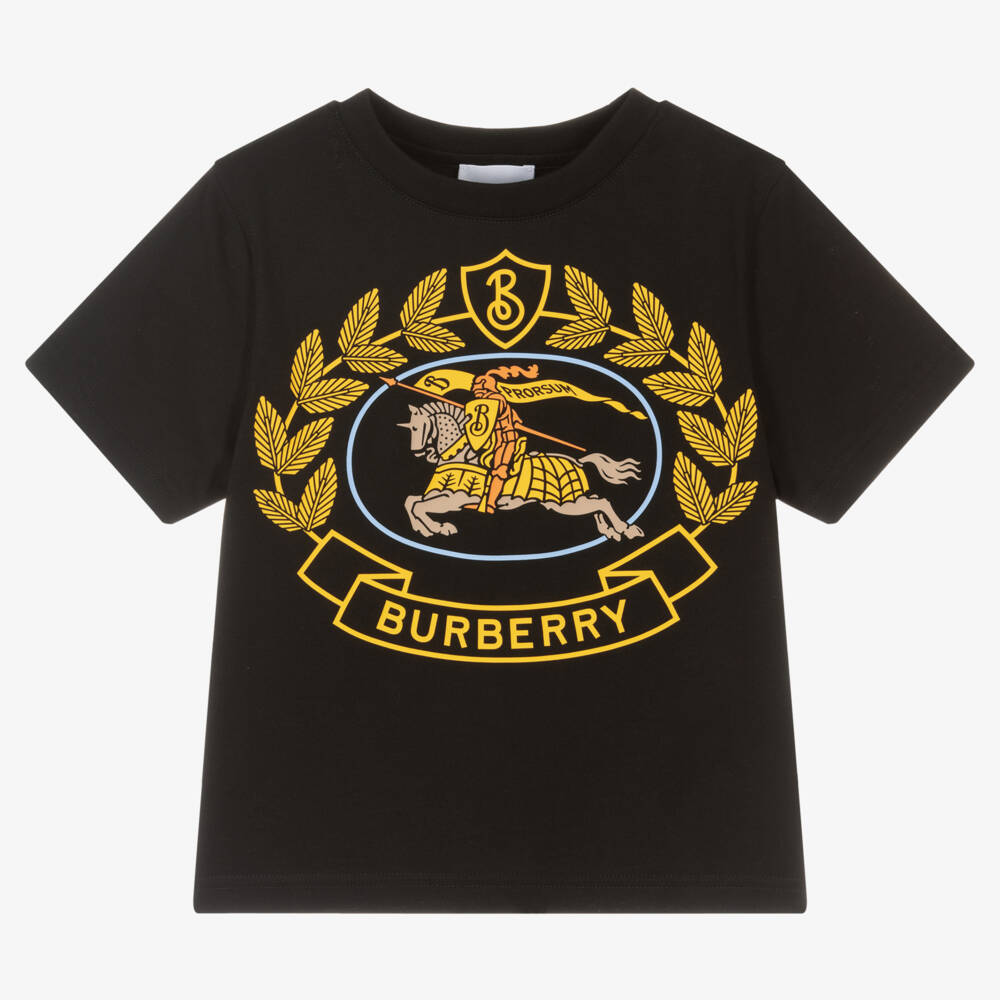 Burberry-Girls Cotton Black Logo Tee | Childrensalon Outlet