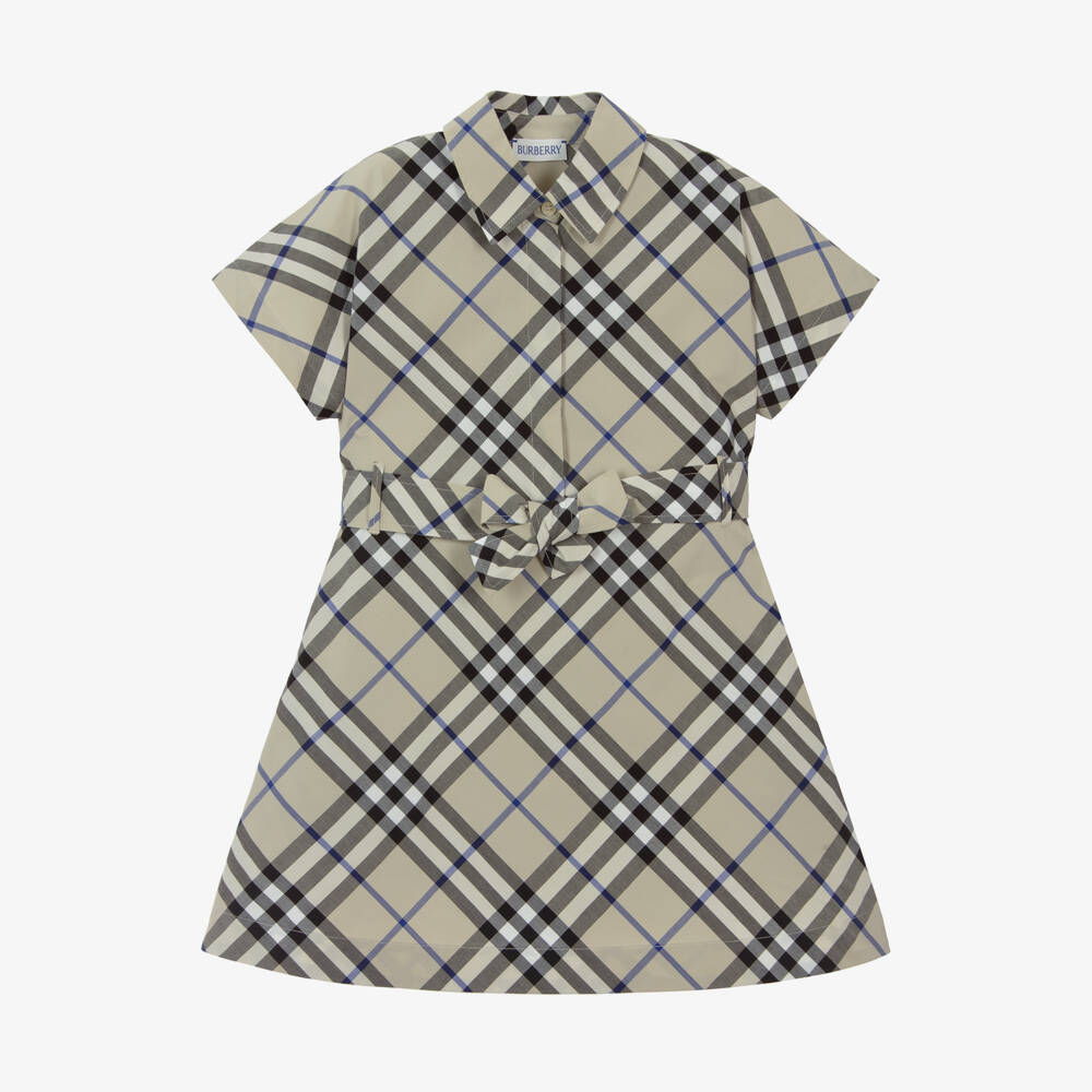 Burberry-Girls Cotton Check Shirt Dress | Childrensalon Outlet