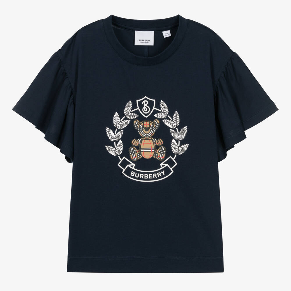 Burberry-Girls Cotton Crest Logo Tee | Childrensalon Outlet