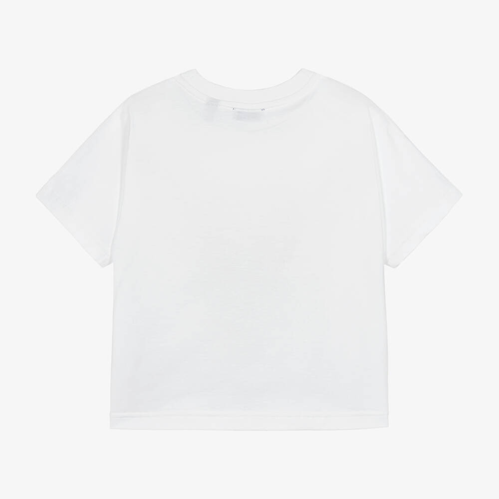 Burberry-Белая хлопковая футболка с принтом роз для девочек | Childrensalon Outlet