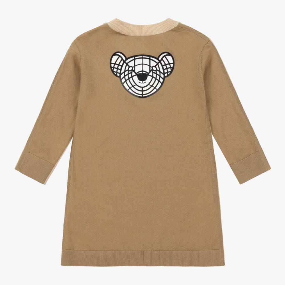 Burberry-فستان محبوك بيج دافئ للبنات | Childrensalon Outlet