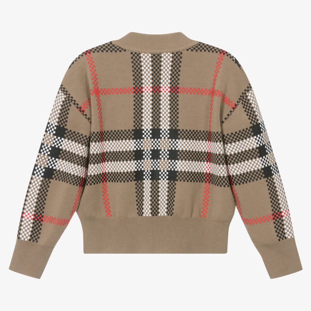 Burberry-Girls Cozy Beige Plaid Pullover | Childrensalon Outlet