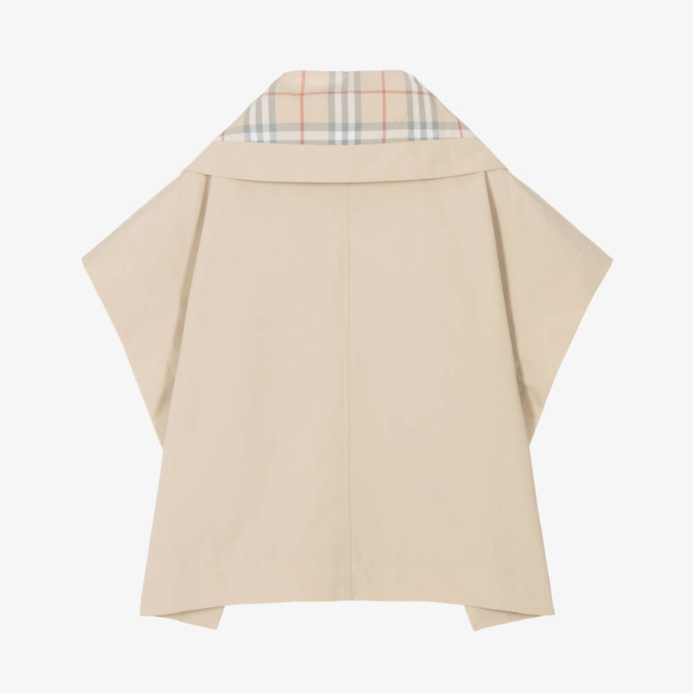 Burberry-Girls Cozy Cotton Beige Cape | Childrensalon Outlet