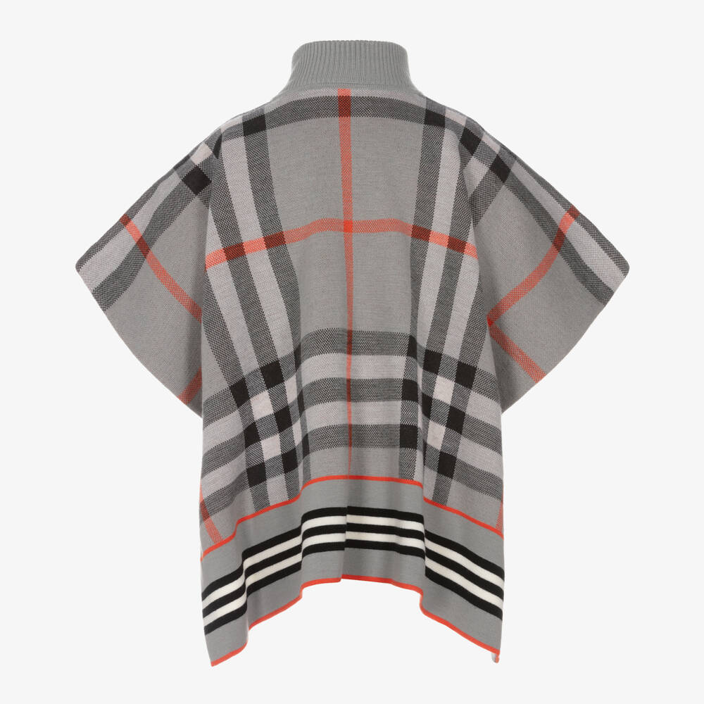 Burberry-Girls Cozy Knit Grey Check Wrap | Childrensalon Outlet