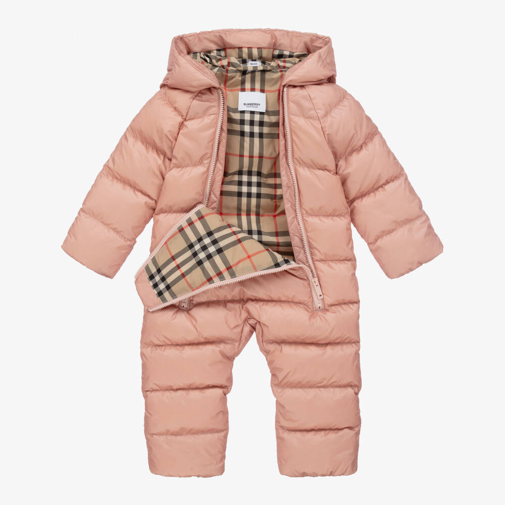 Burberry-Girls Cozy Pink Check Snowwear | Childrensalon Outlet