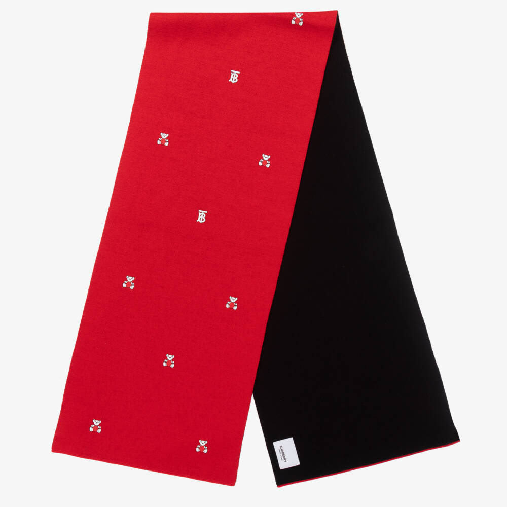 Burberry-Girls Cozy Ruby Bear Wool Wrap | Childrensalon Outlet