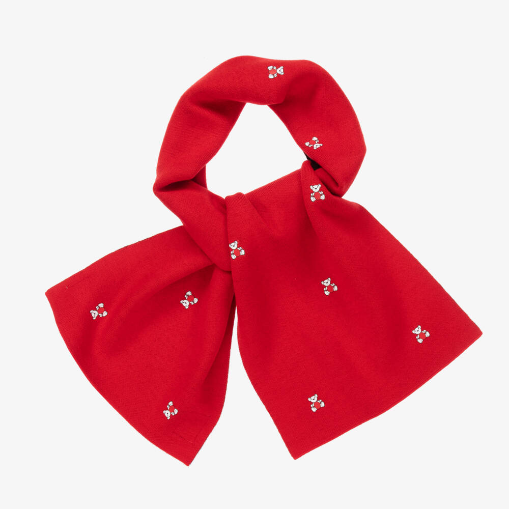 Burberry-Girls Cozy Ruby Bear Wool Wrap | Childrensalon Outlet