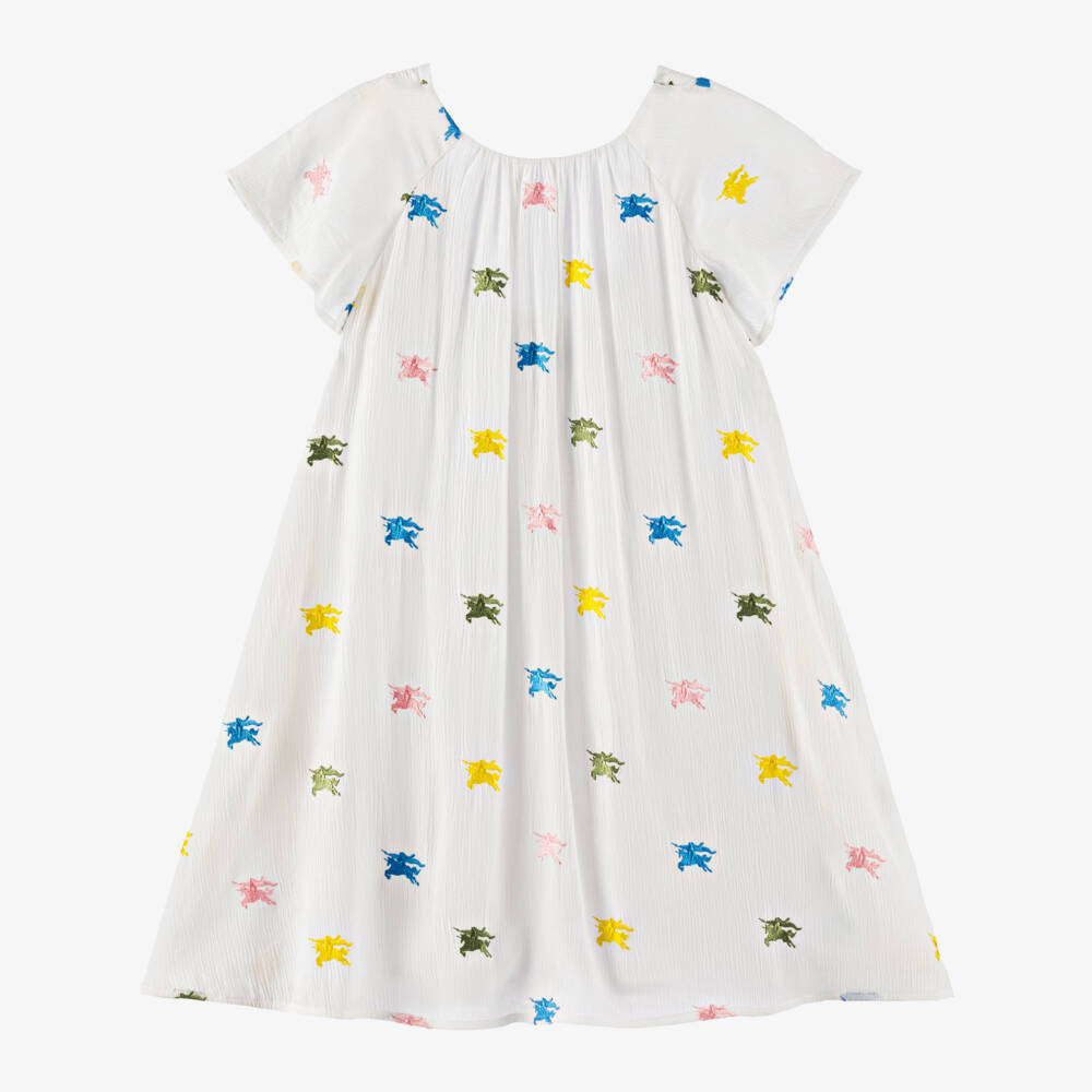 Burberry-Girls Cream Equestrian Emblem Frock | Childrensalon Outlet