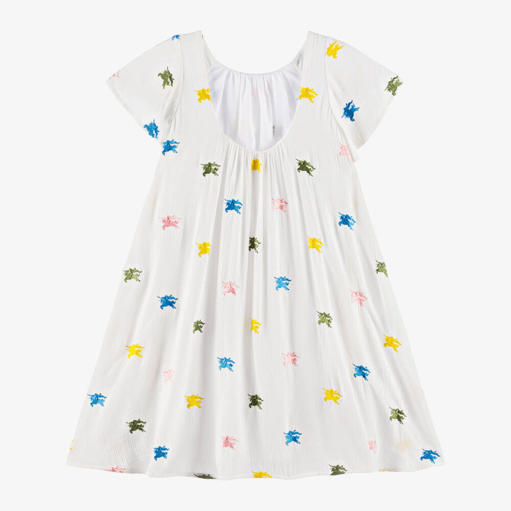 Burberry-Girls Cream Equestrian Emblem Frock | Childrensalon Outlet