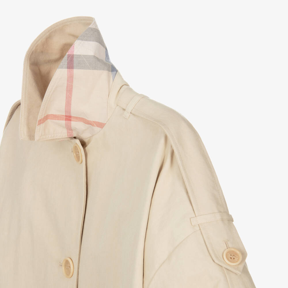 Burberry-Бежевое пальто из твила для девочек | Childrensalon Outlet