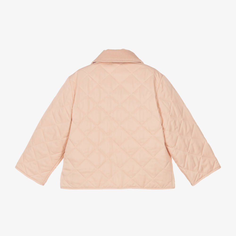 Burberry-Girls Dusty Pink Quilted Coat | Childrensalon Outlet