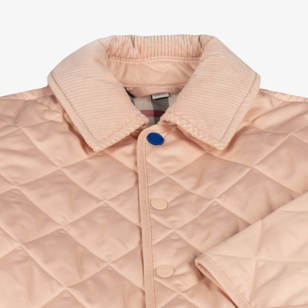 Burberry-Girls Dusty Pink Quilted Coat | Childrensalon Outlet