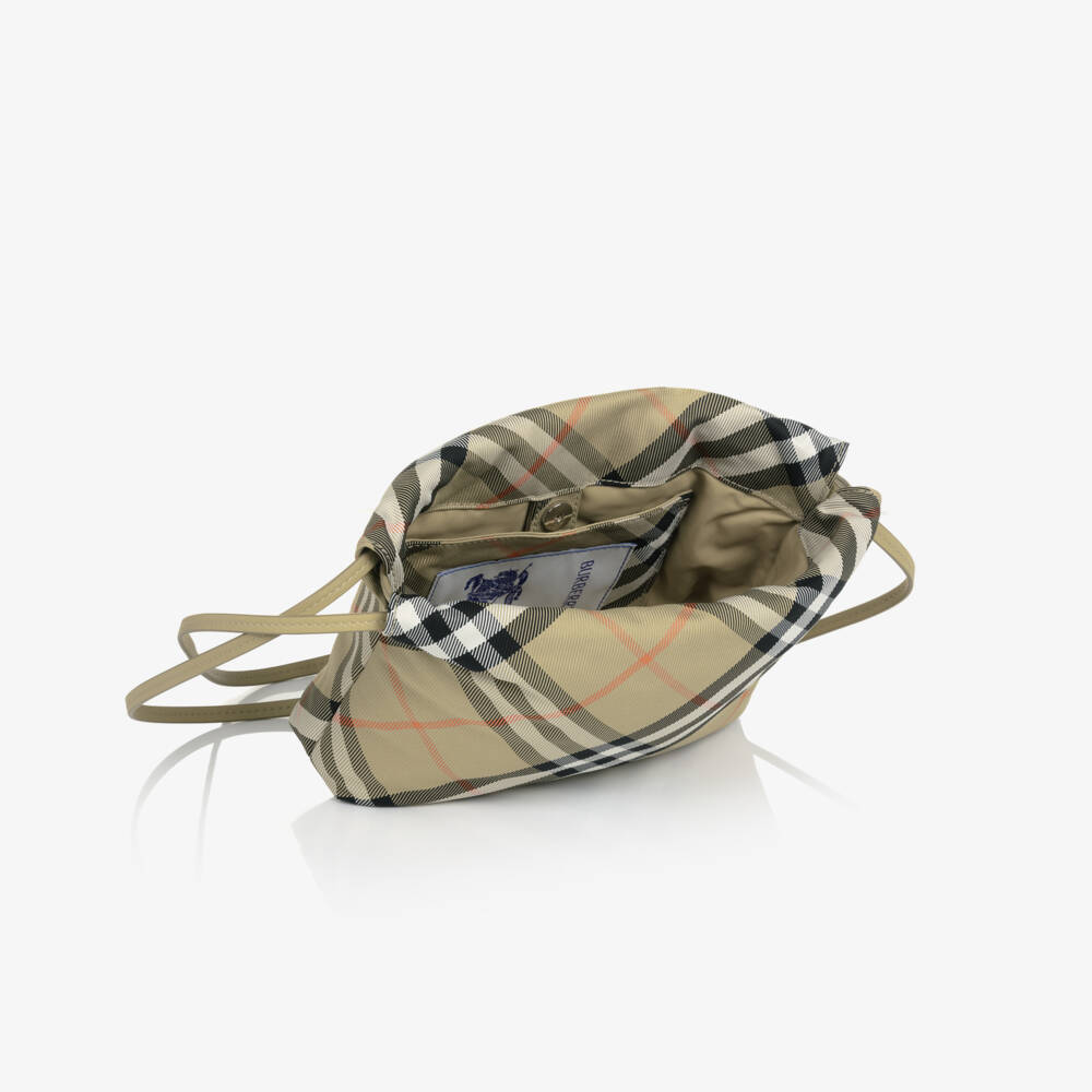 Burberry-Girls Elegant Beige Check Bag | Childrensalon Outlet