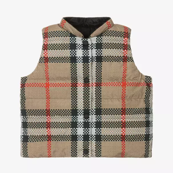 Burberry-Girls Elegant Beige Reversible Vest | Childrensalon Outlet