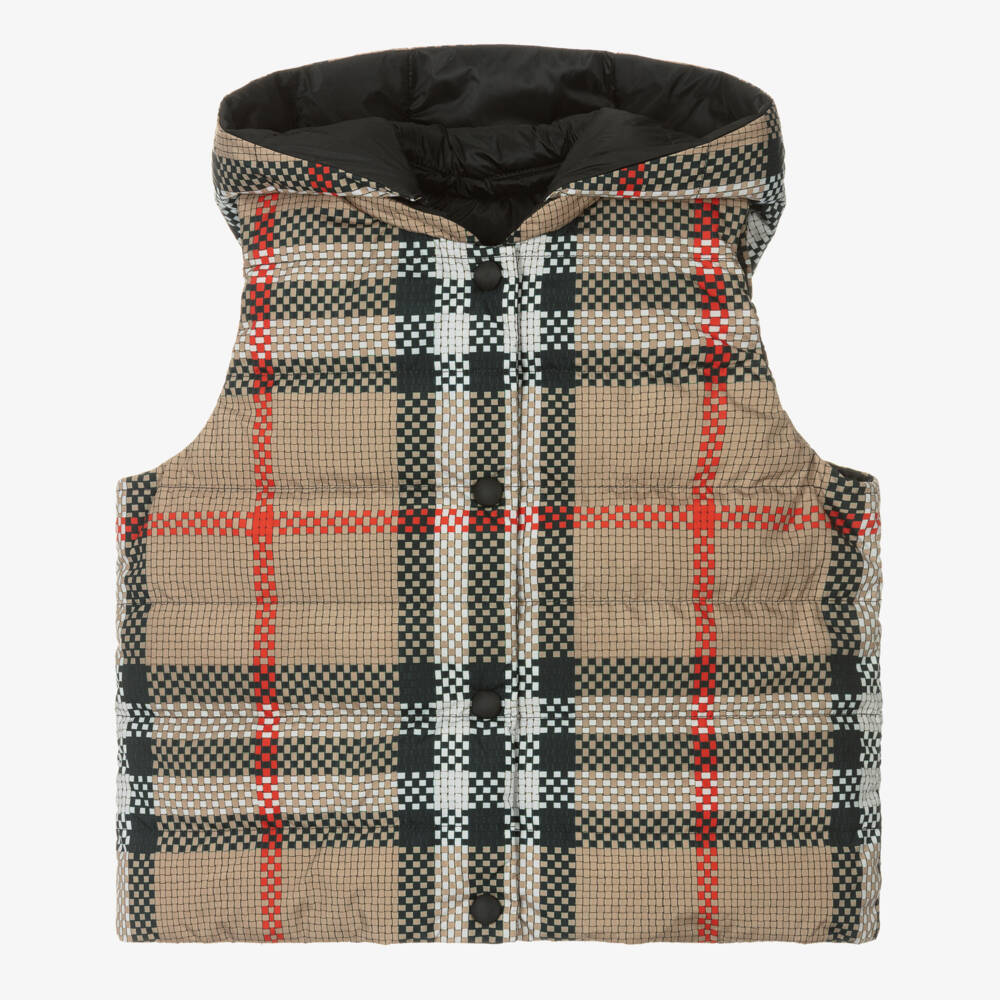 Burberry-Girls Elegant Beige Reversible Vest | Childrensalon Outlet