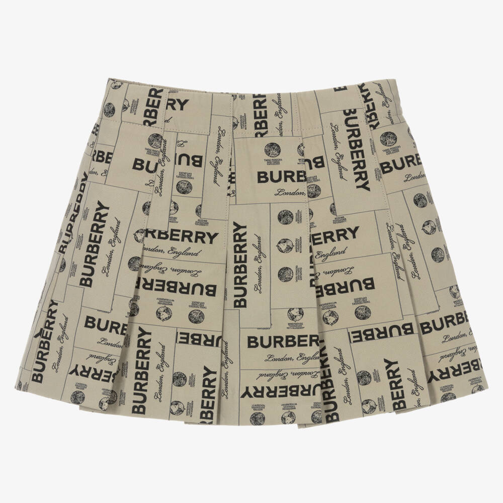 Burberry-Girls Elegant Beige Twill Skirt | Childrensalon Outlet