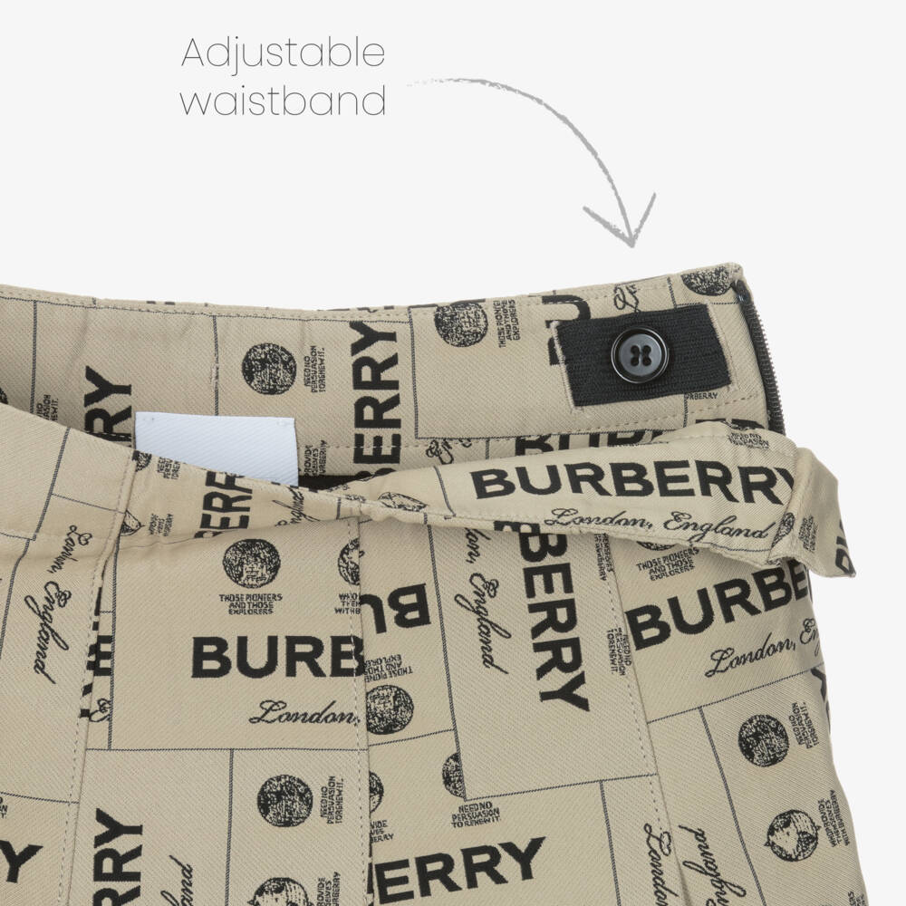 Burberry-Girls Elegant Beige Twill Skirt | Childrensalon Outlet