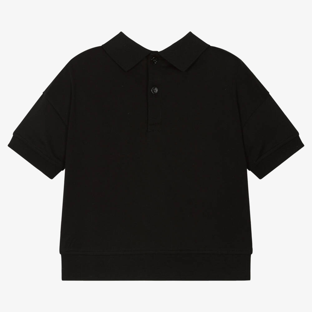 Burberry-بولو أنيق باللون الأسود للبنات مع تصميم أوراق | Childrensalon Outlet