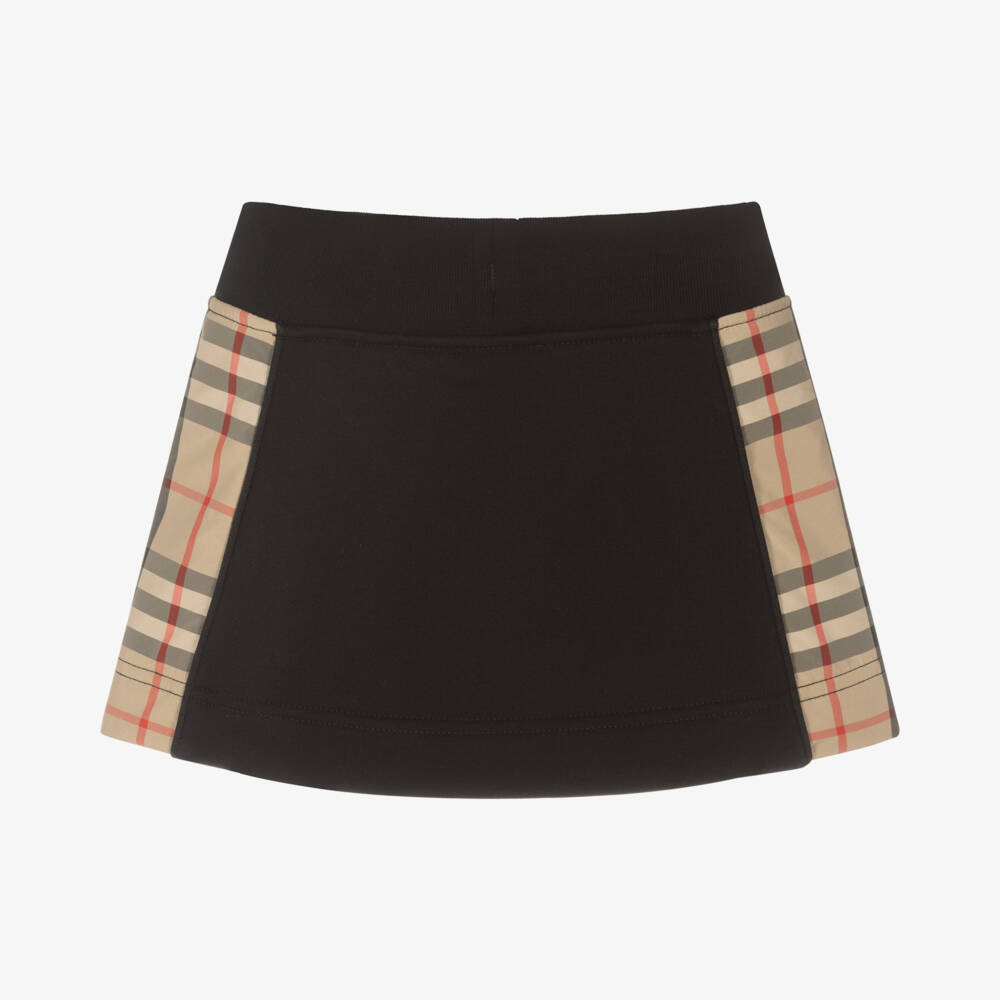Burberry-Girls' Elegant Black Plaid Skirt | Childrensalon Outlet
