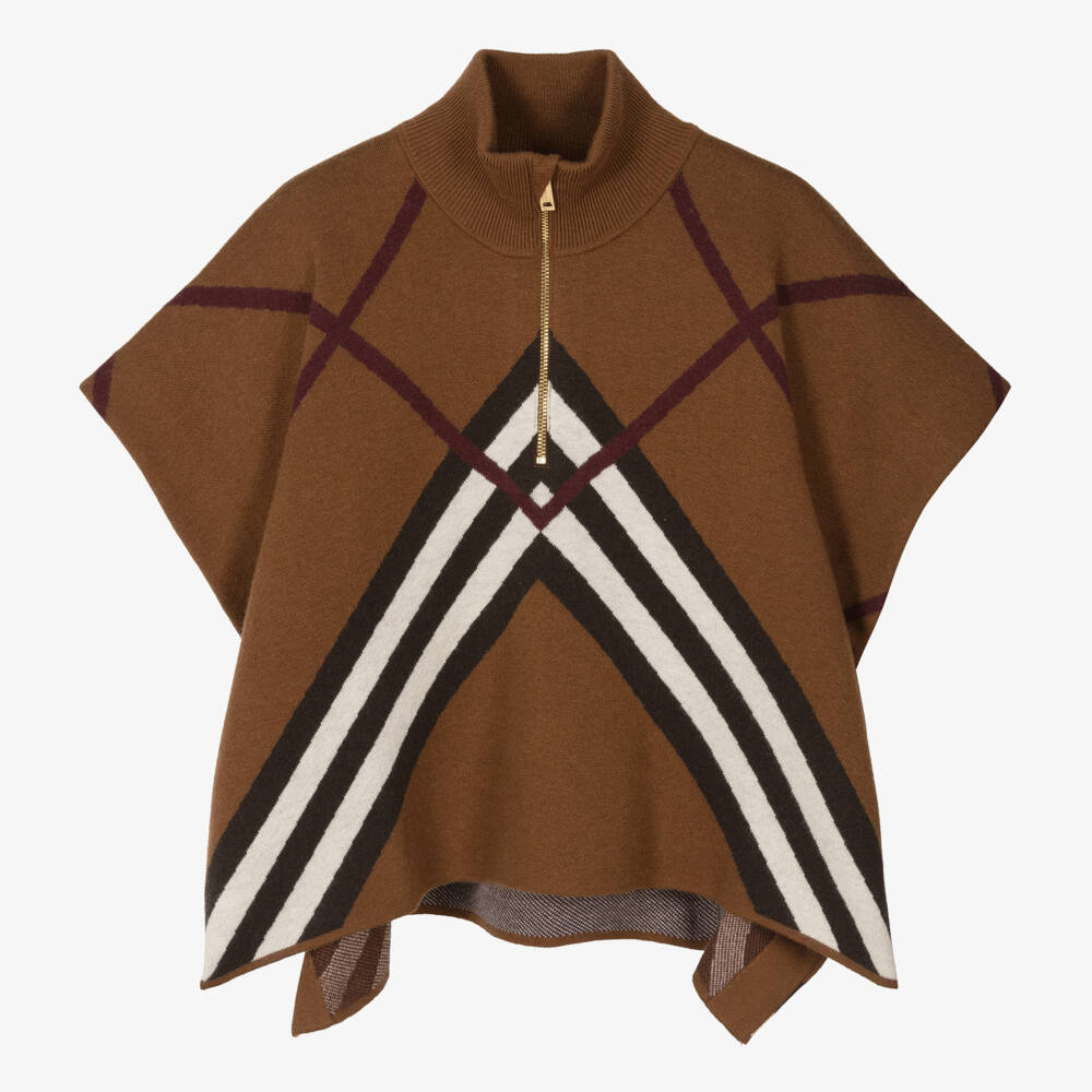Burberry-Girls Elegant Chevron Knit Cape | Childrensalon Outlet